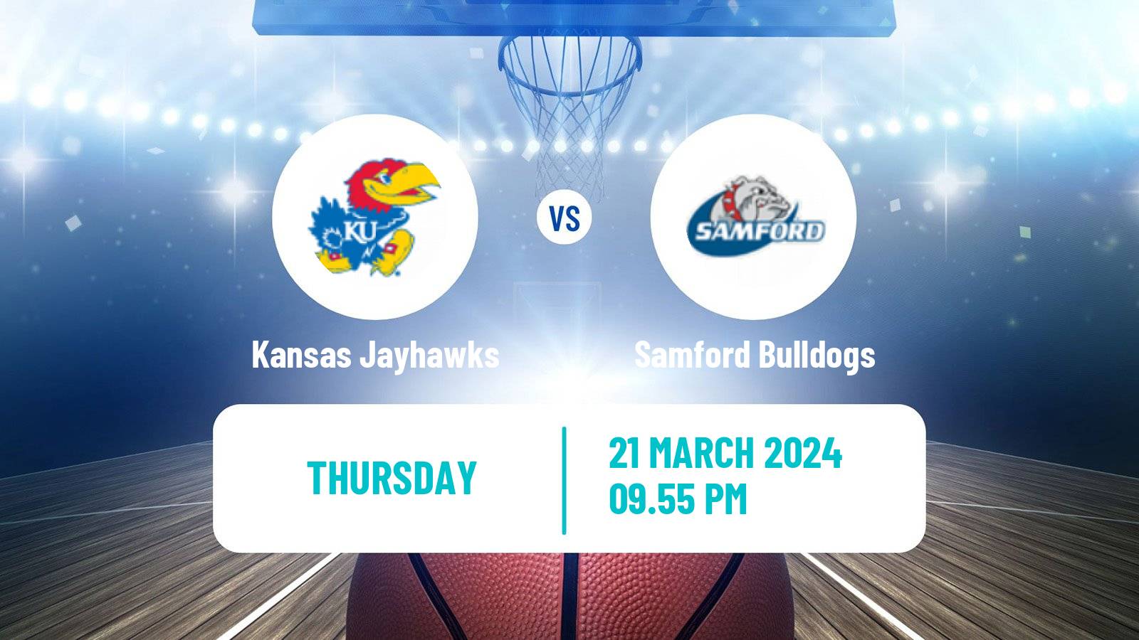 Basketball NCAA College Basketball Kansas Jayhawks - Samford Bulldogs