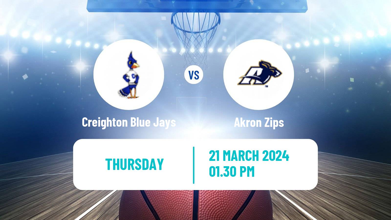 Basketball NCAA College Basketball Creighton Blue Jays - Akron Zips