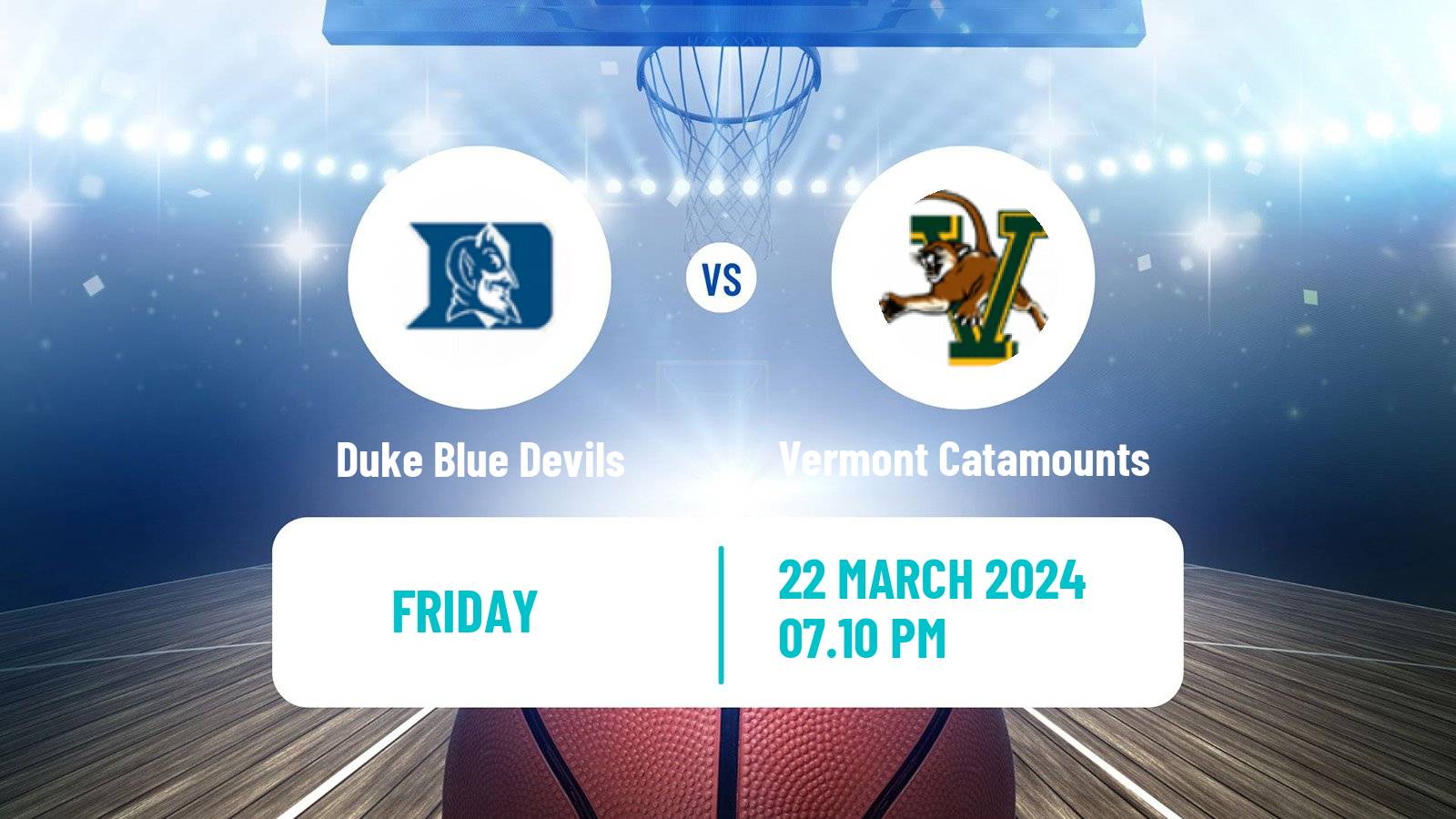 Basketball NCAA College Basketball Duke Blue Devils - Vermont Catamounts