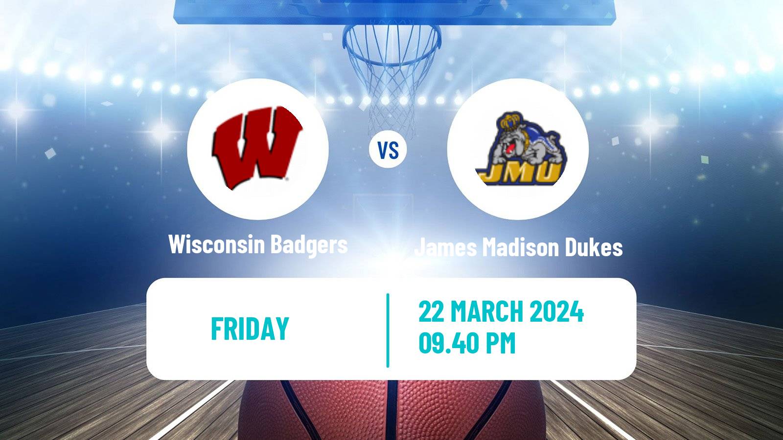 Basketball NCAA College Basketball Wisconsin Badgers - James Madison Dukes