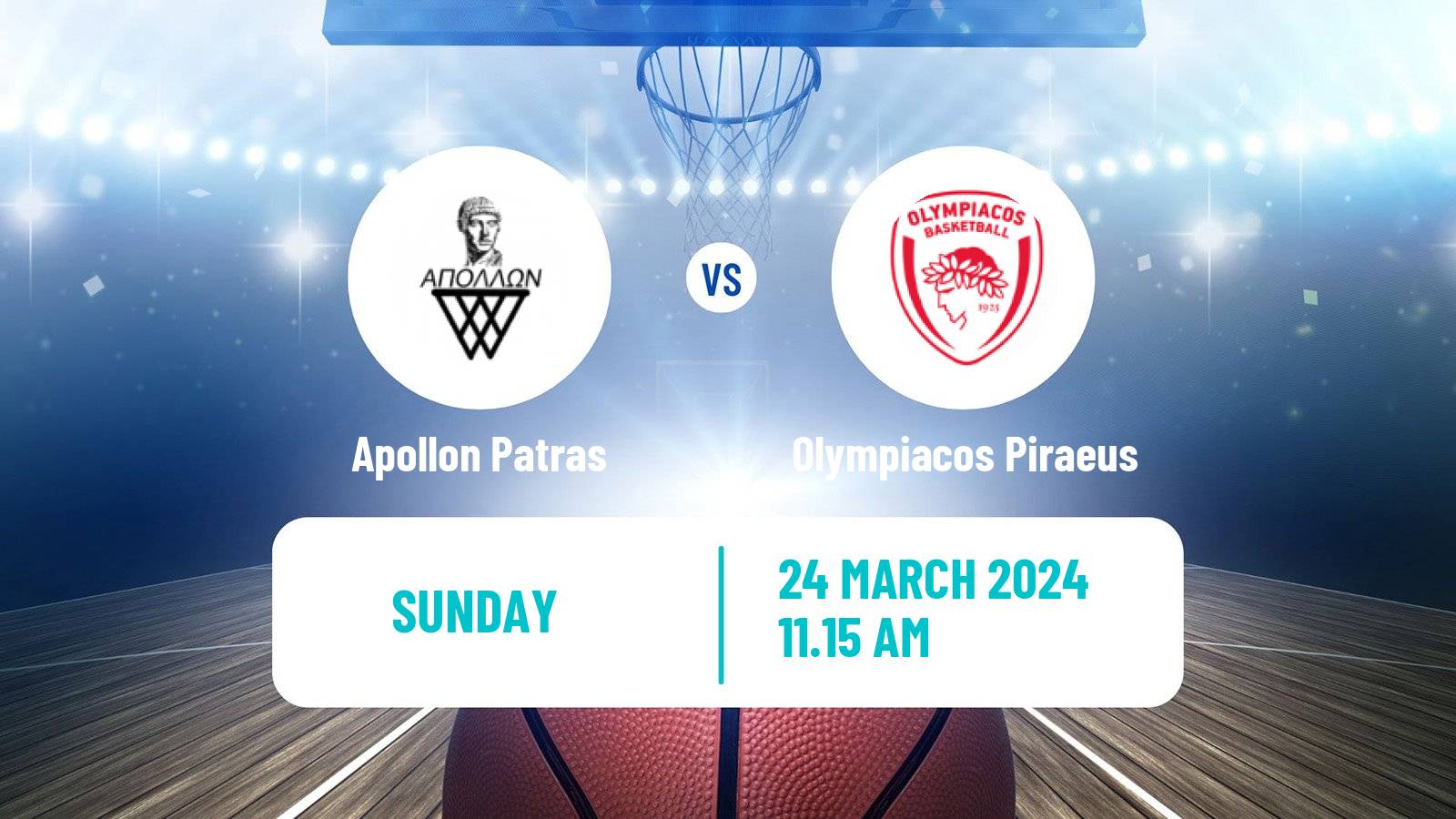 Basketball Greek Basket League A1 Apollon Patras - Olympiacos Piraeus