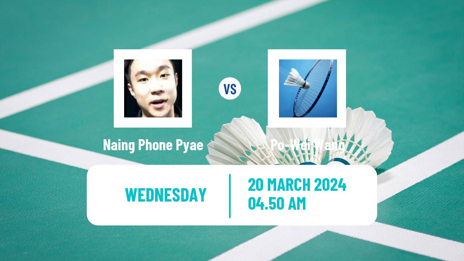 Badminton BWF World Tour China Masters Men Naing Phone Pyae - Po-Wei Wang