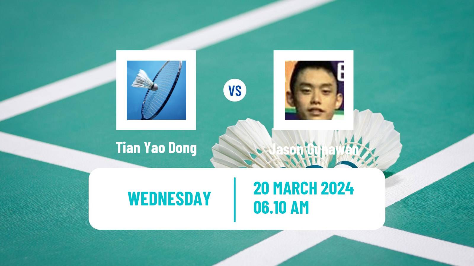 Badminton BWF World Tour China Masters Men Tian Yao Dong - Jason Gunawan