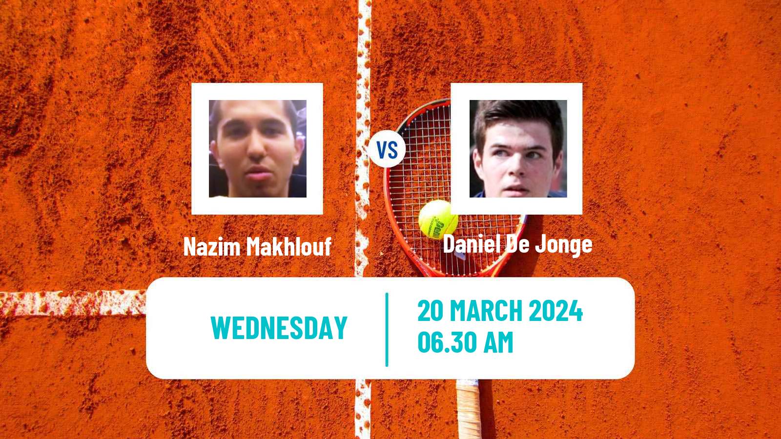 Tennis ITF M15 Monastir 12 Men Nazim Makhlouf - Daniel De Jonge