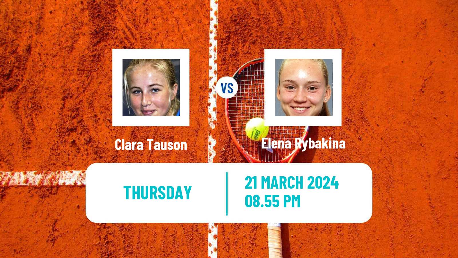 Tennis WTA Miami Clara Tauson - Elena Rybakina