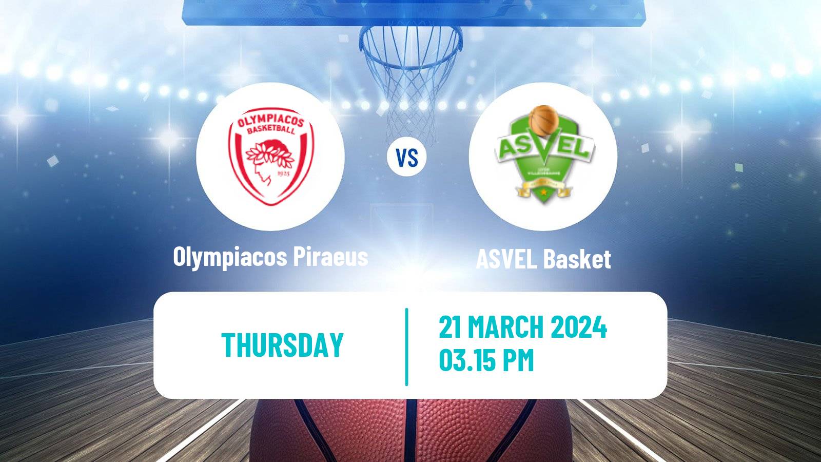 Basketball Euroleague Olympiacos Piraeus - ASVEL Basket