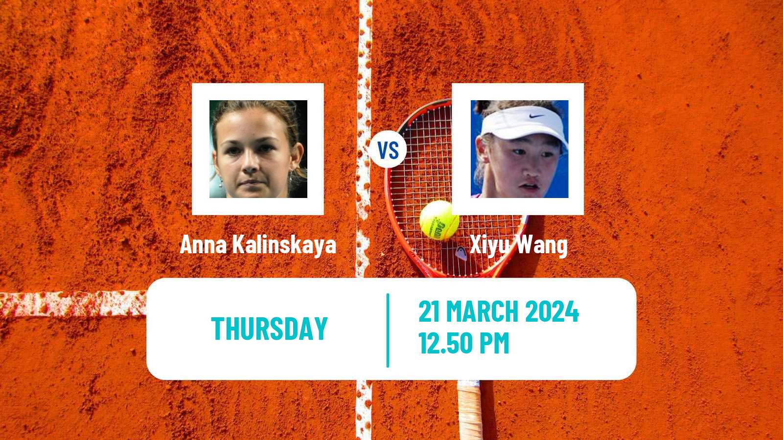 Tennis WTA Miami Anna Kalinskaya - Xiyu Wang