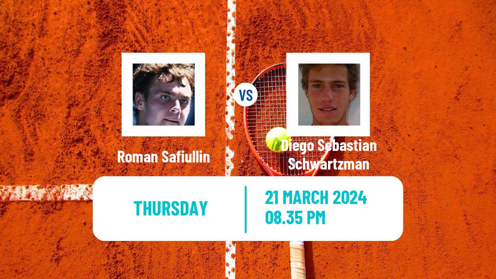 Tennis ATP Miami Roman Safiullin - Diego Sebastian Schwartzman