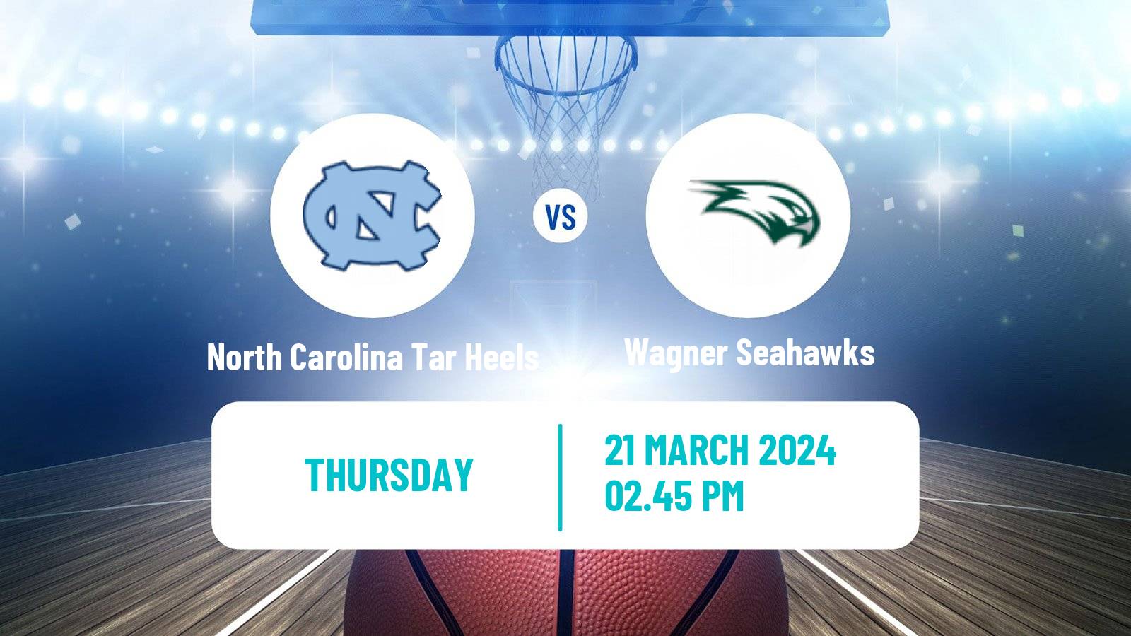 Basketball NCAA College Basketball North Carolina Tar Heels - Wagner Seahawks