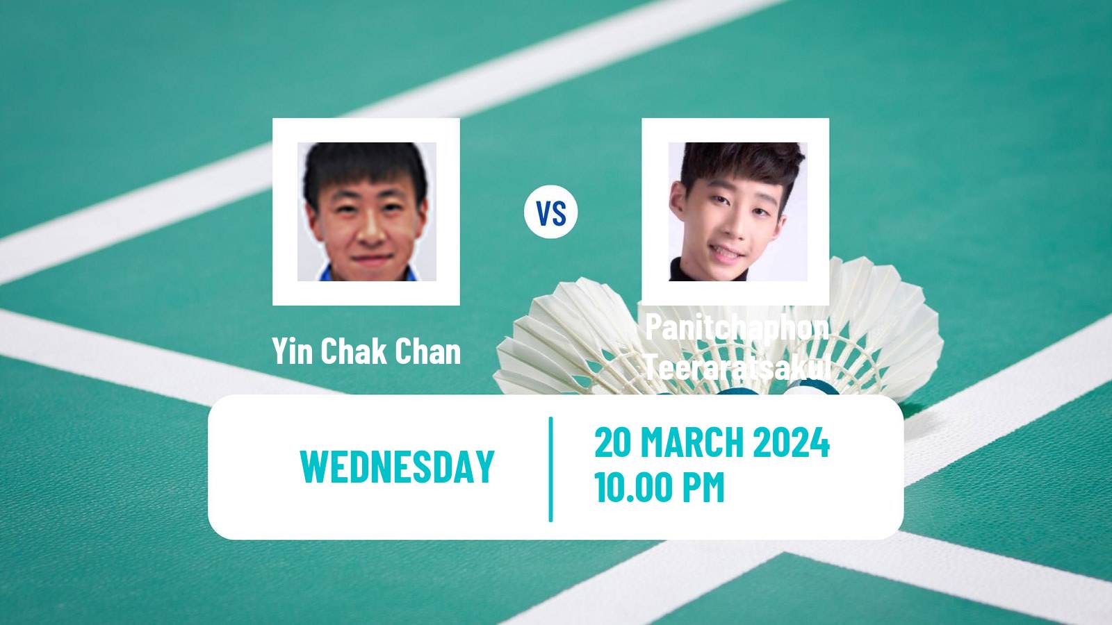 Badminton BWF World Tour China Masters Men Yin Chak Chan - Panitchaphon Teeraratsakul