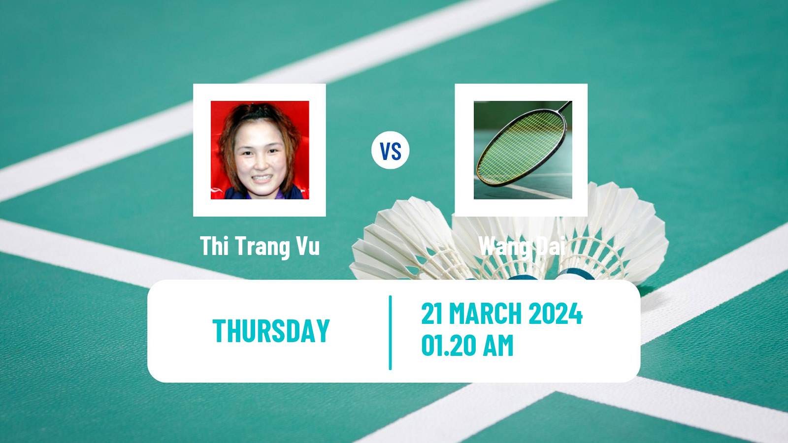 Badminton BWF World Tour China Masters Women Thi Trang Vu - Wang Dai