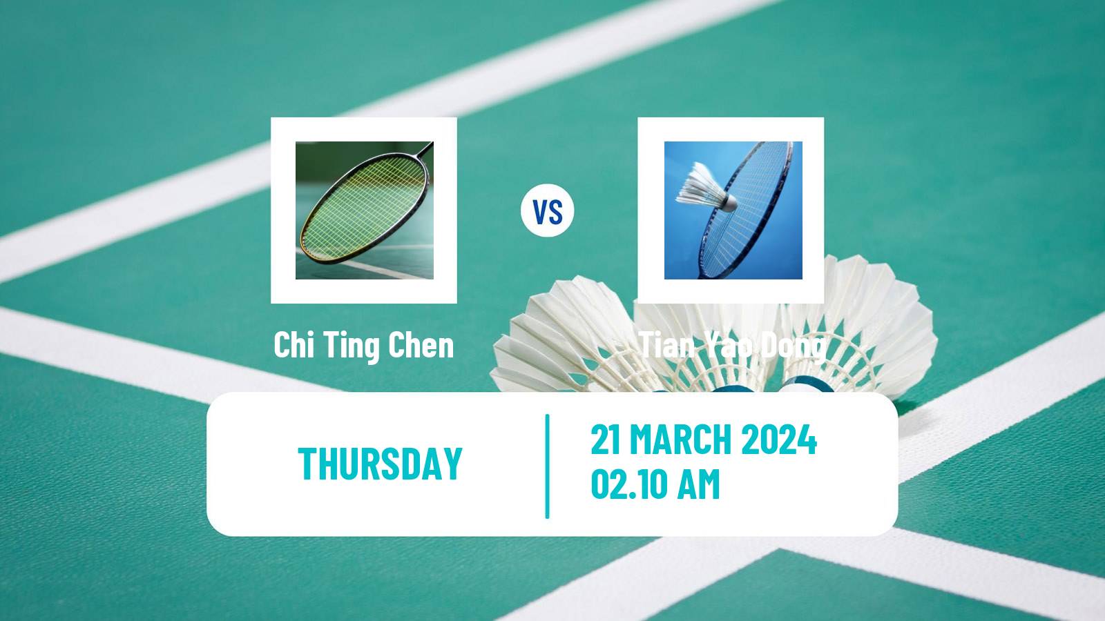 Badminton BWF World Tour China Masters Men Chi Ting Chen - Tian Yao Dong
