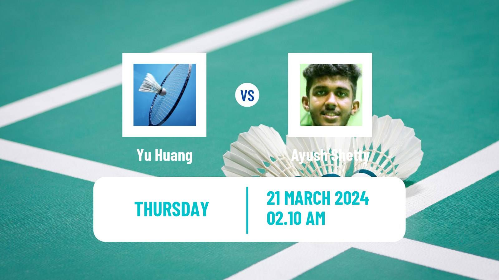 Badminton BWF World Tour China Masters Men Yu Huang - Ayush Shetty