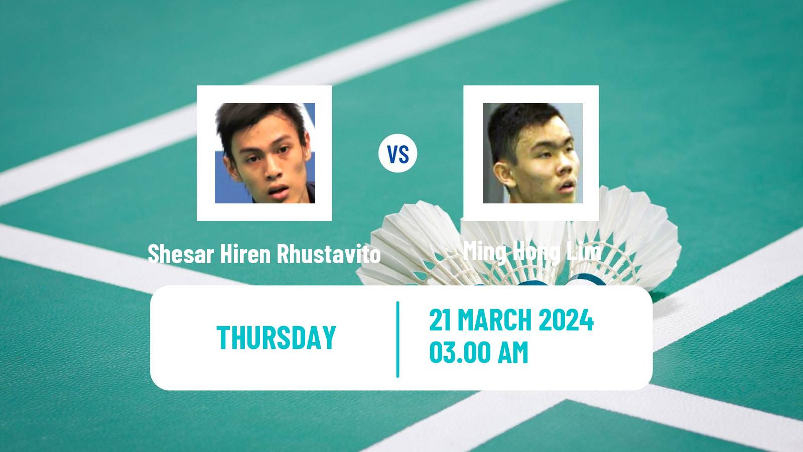Badminton BWF World Tour China Masters Men Shesar Hiren Rhustavito - Ming Hong Lim