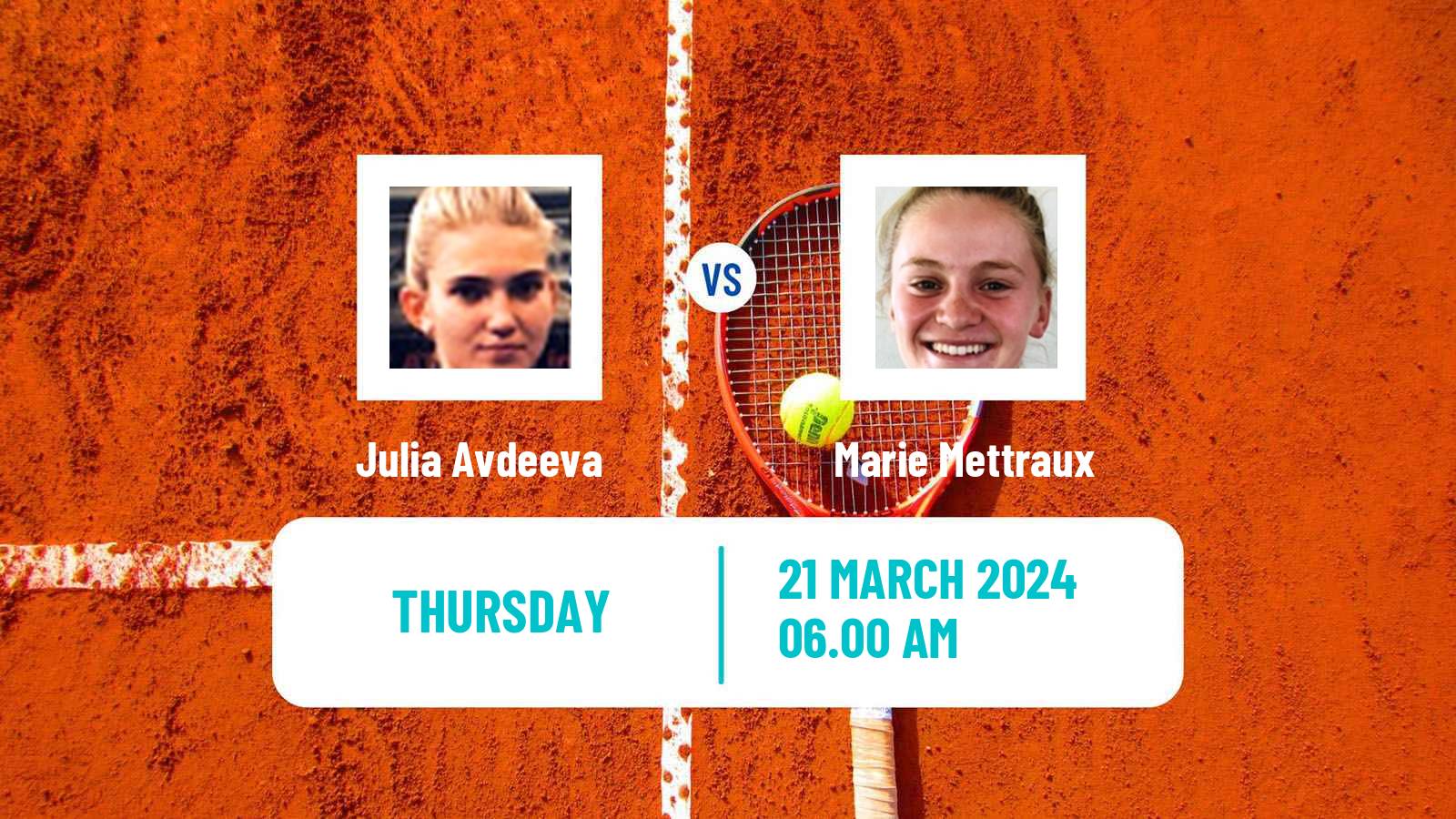 Tennis ITF W15 Antalya 6 Women Julia Avdeeva - Marie Mettraux