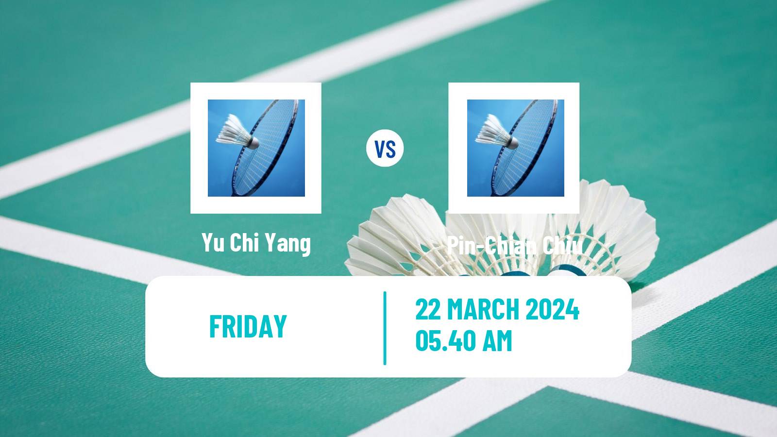 Badminton BWF World Tour China Masters Women Yu Chi Yang - Pin-Chian Chiu