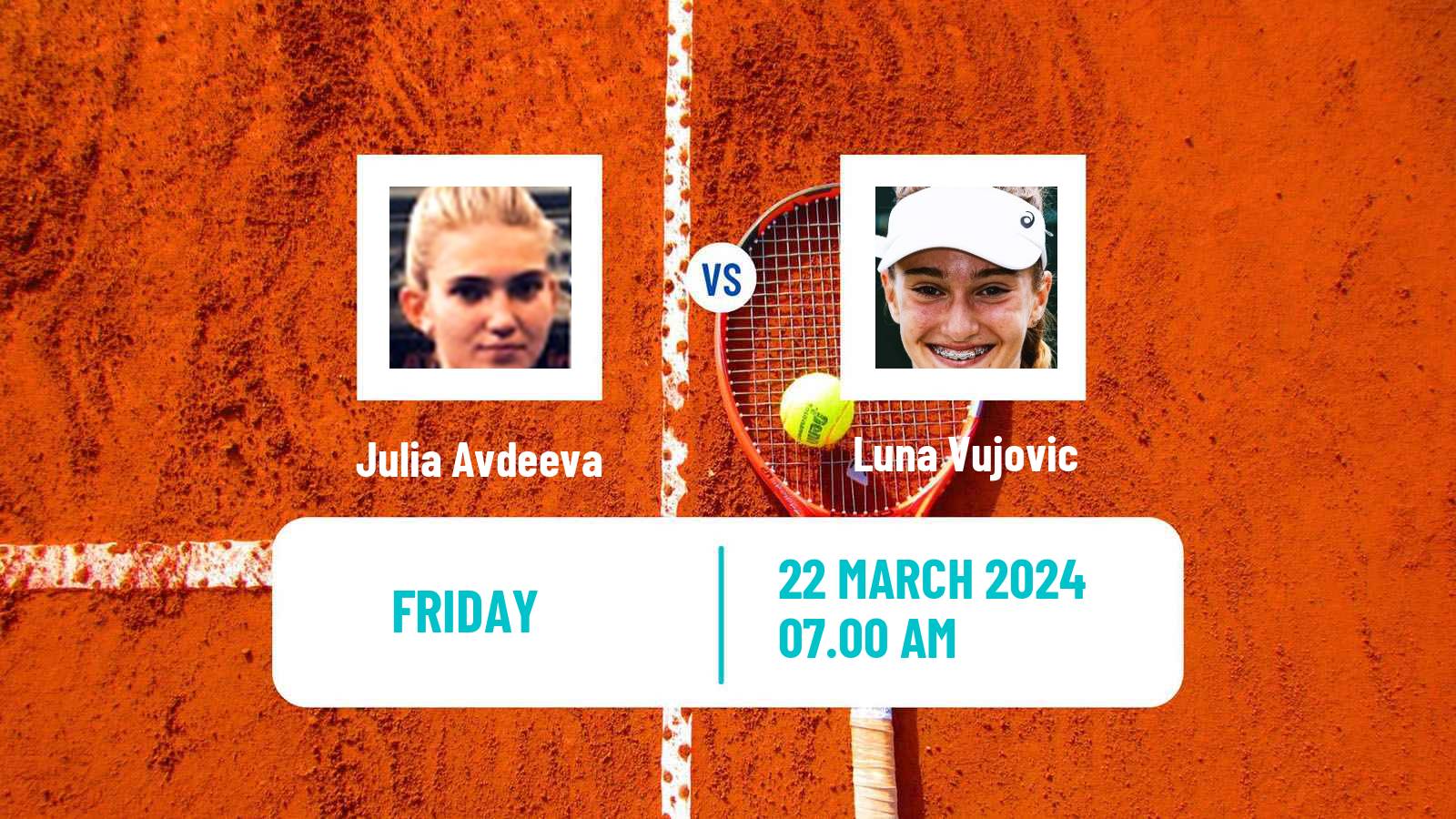 Tennis ITF W15 Antalya 6 Women Julia Avdeeva - Luna Vujovic