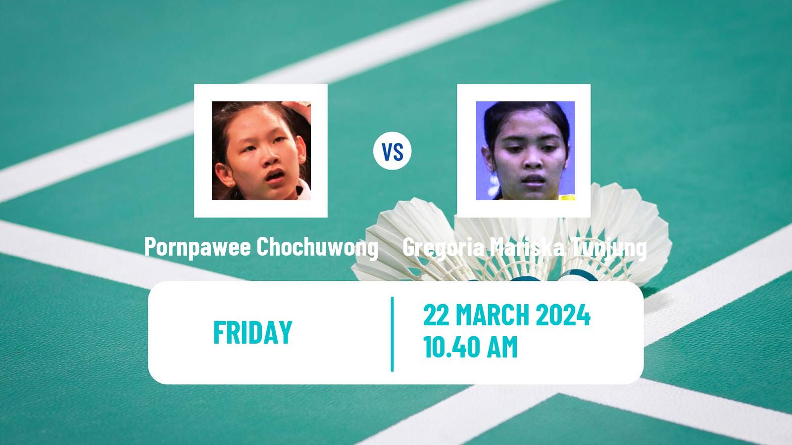 Badminton BWF World Tour Swiss Open Women Pornpawee Chochuwong - Gregoria Mariska Tunjung
