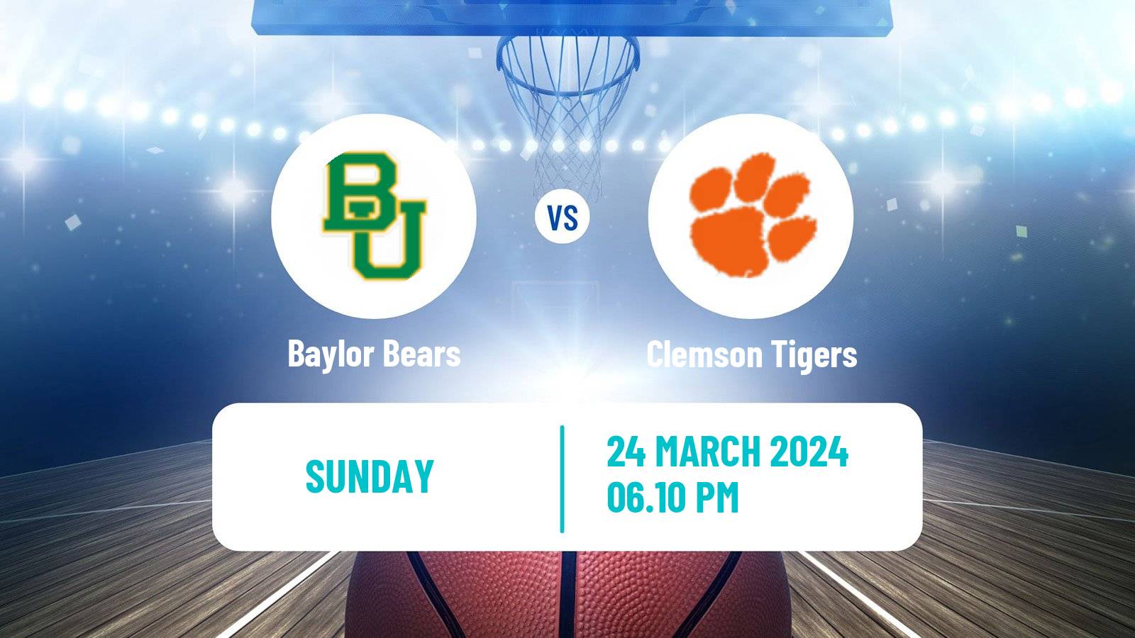 Basketball NCAA College Basketball Baylor Bears - Clemson Tigers