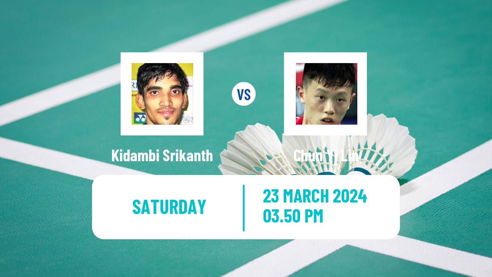 Badminton BWF World Tour Swiss Open Men Kidambi Srikanth - Chun Yi Lin