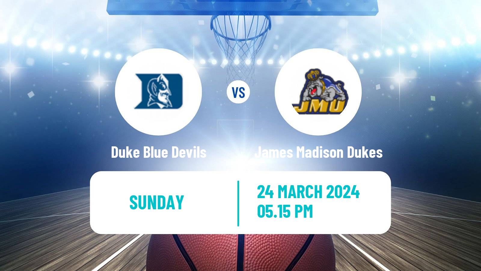 Basketball NCAA College Basketball Duke Blue Devils - James Madison Dukes