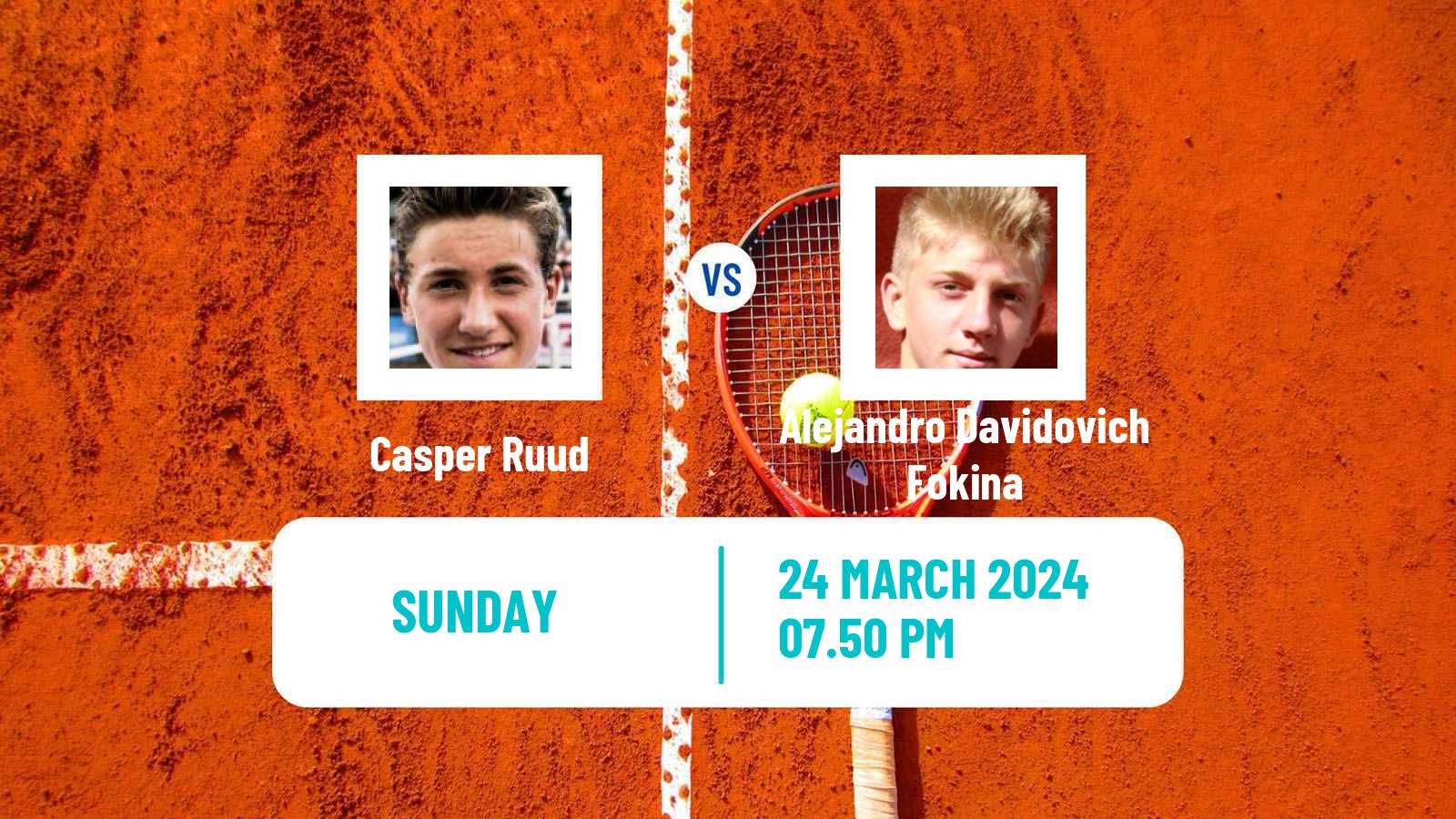 Tennis ATP Miami Casper Ruud - Alejandro Davidovich Fokina