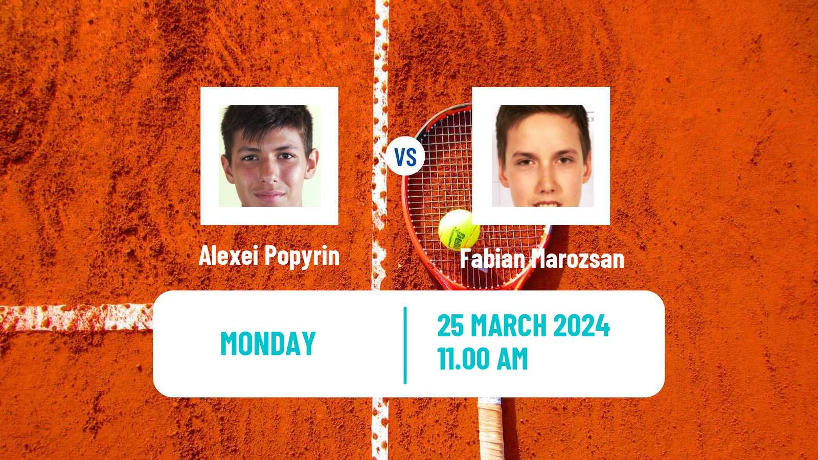 Tennis ATP Miami Alexei Popyrin - Fabian Marozsan
