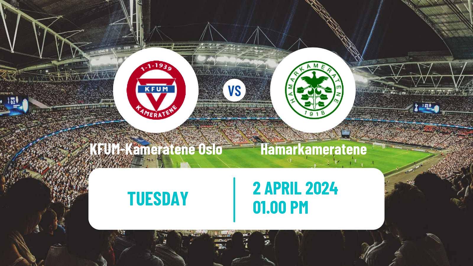 Soccer Norwegian Eliteserien KFUM-Kameratene Oslo - Hamarkameratene