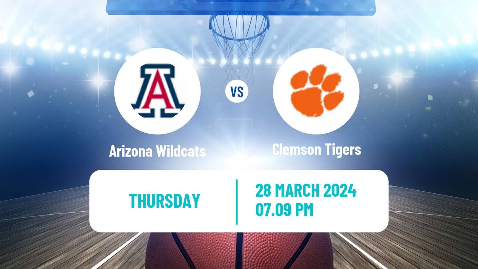 Basketball NCAA College Basketball Arizona Wildcats - Clemson Tigers