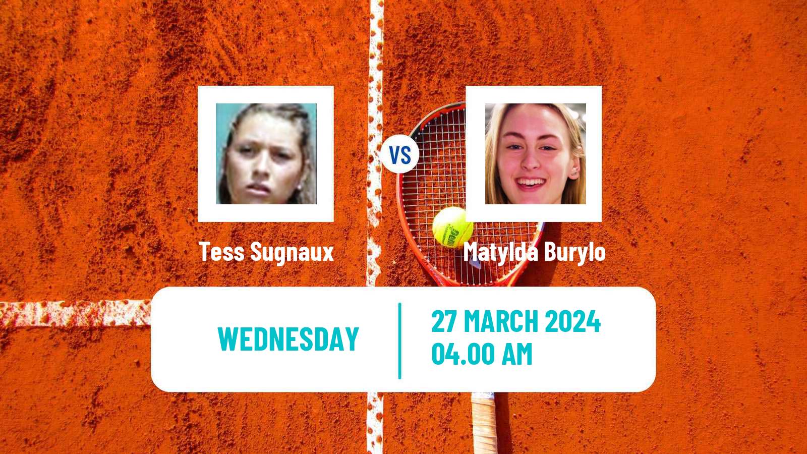 Tennis ITF W15 Monastir 11 Women Tess Sugnaux - Matylda Burylo