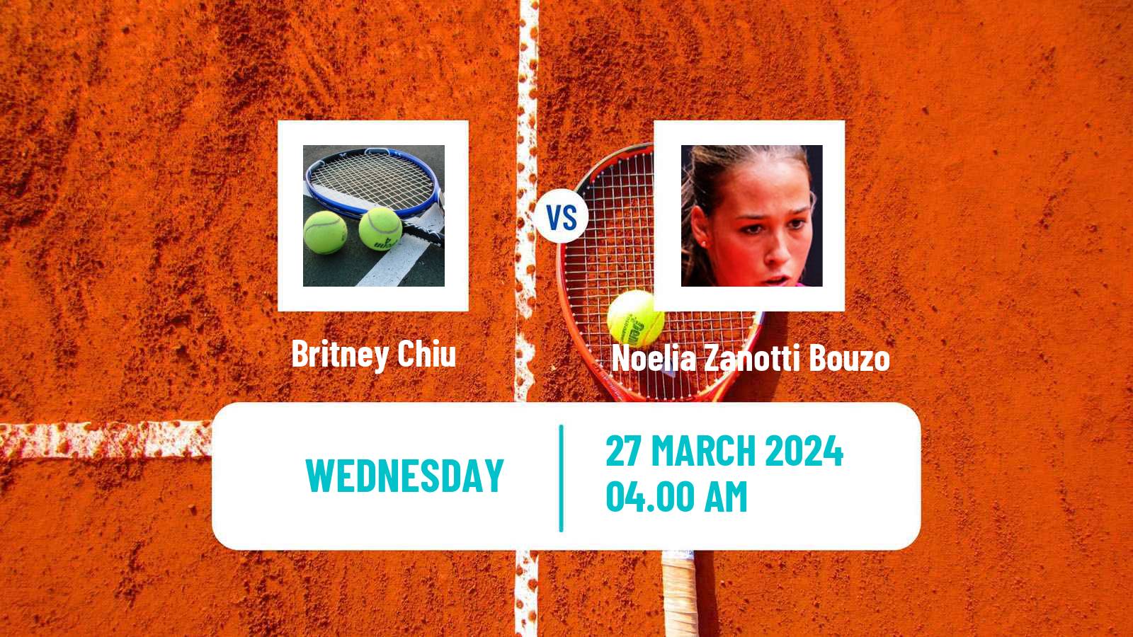 Tennis ITF W15 Monastir 11 Women Britney Chiu - Noelia Zanotti Bouzo
