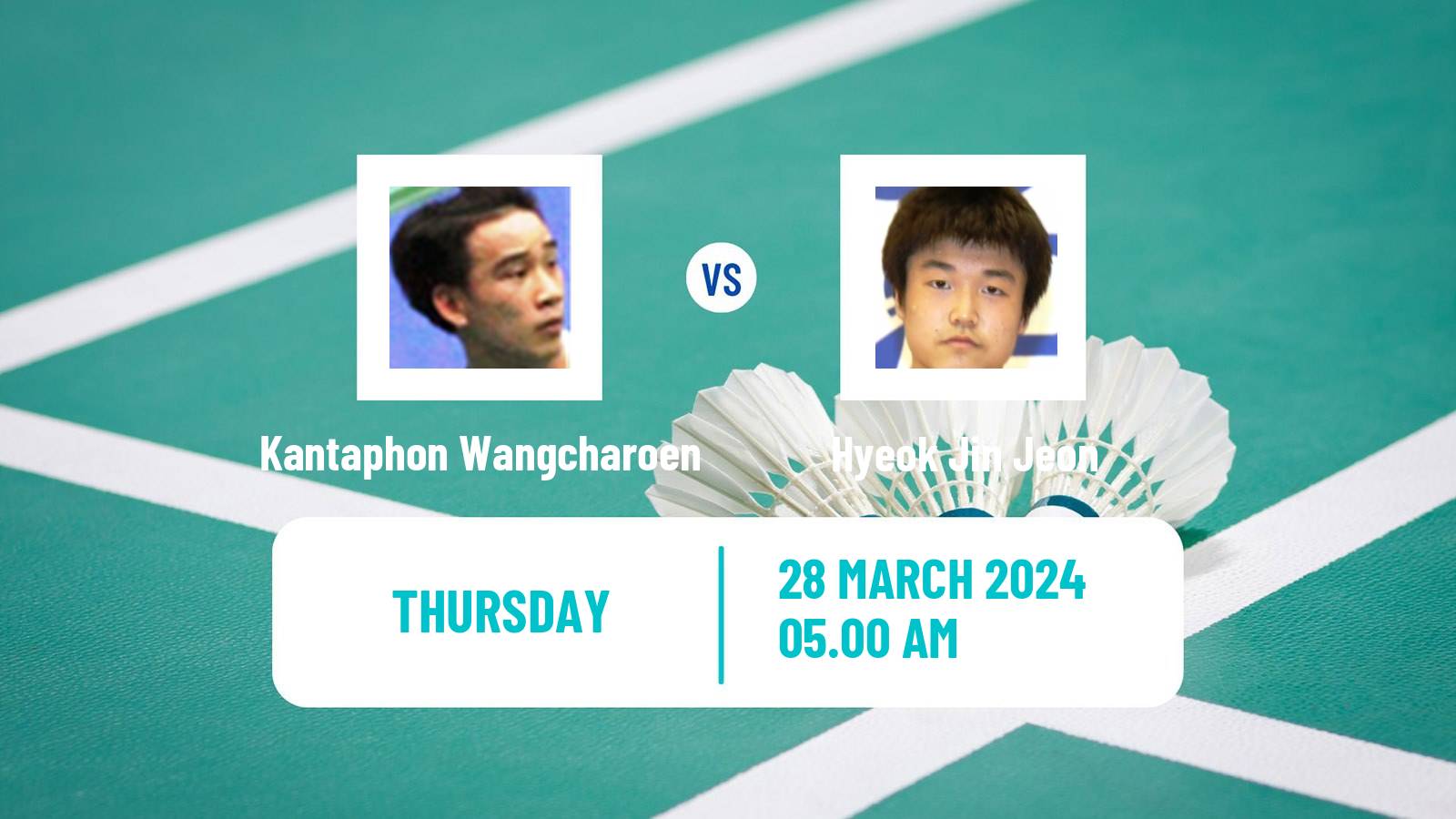 Badminton BWF World Tour Spain Masters Men Kantaphon Wangcharoen - Hyeok Jin Jeon