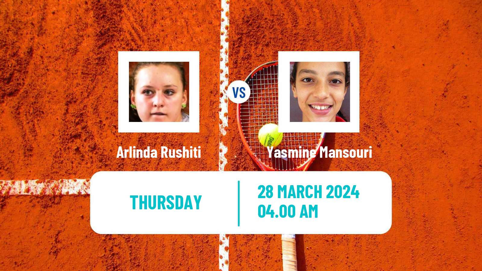 Tennis ITF W15 Monastir 11 Women Arlinda Rushiti - Yasmine Mansouri