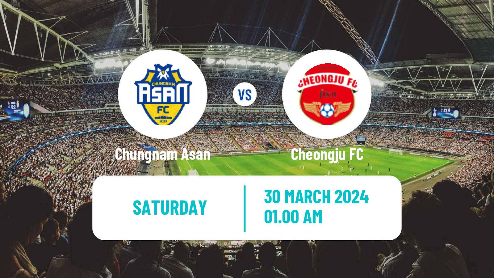 Soccer South Korean K-League 2 Chungnam Asan - Cheongju
