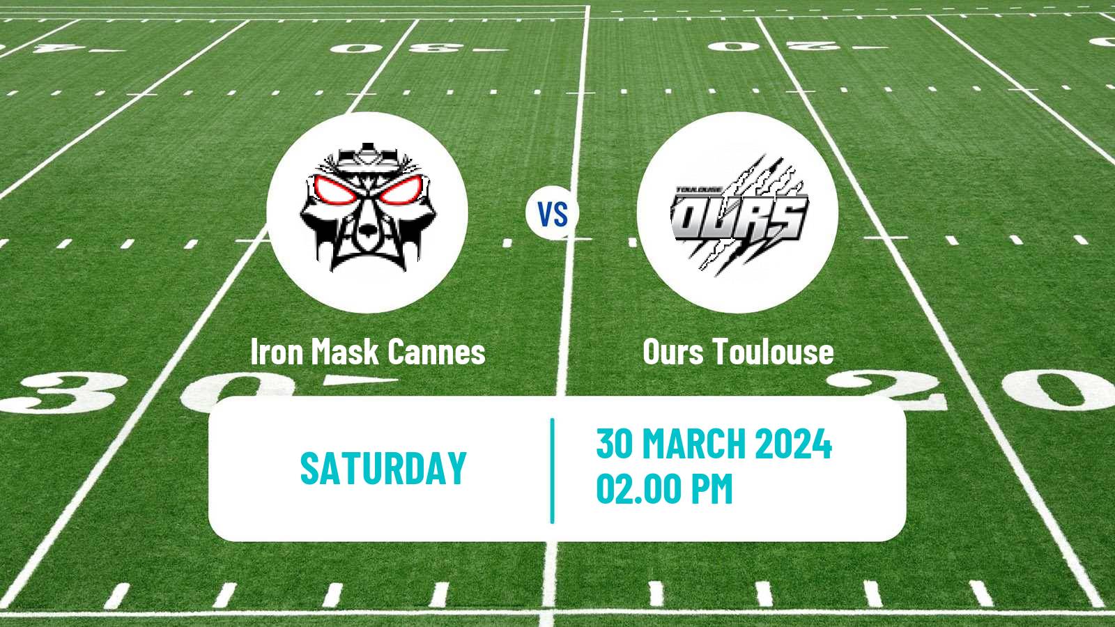 American football French Championnat Elite American Football Iron Mask Cannes - Ours Toulouse