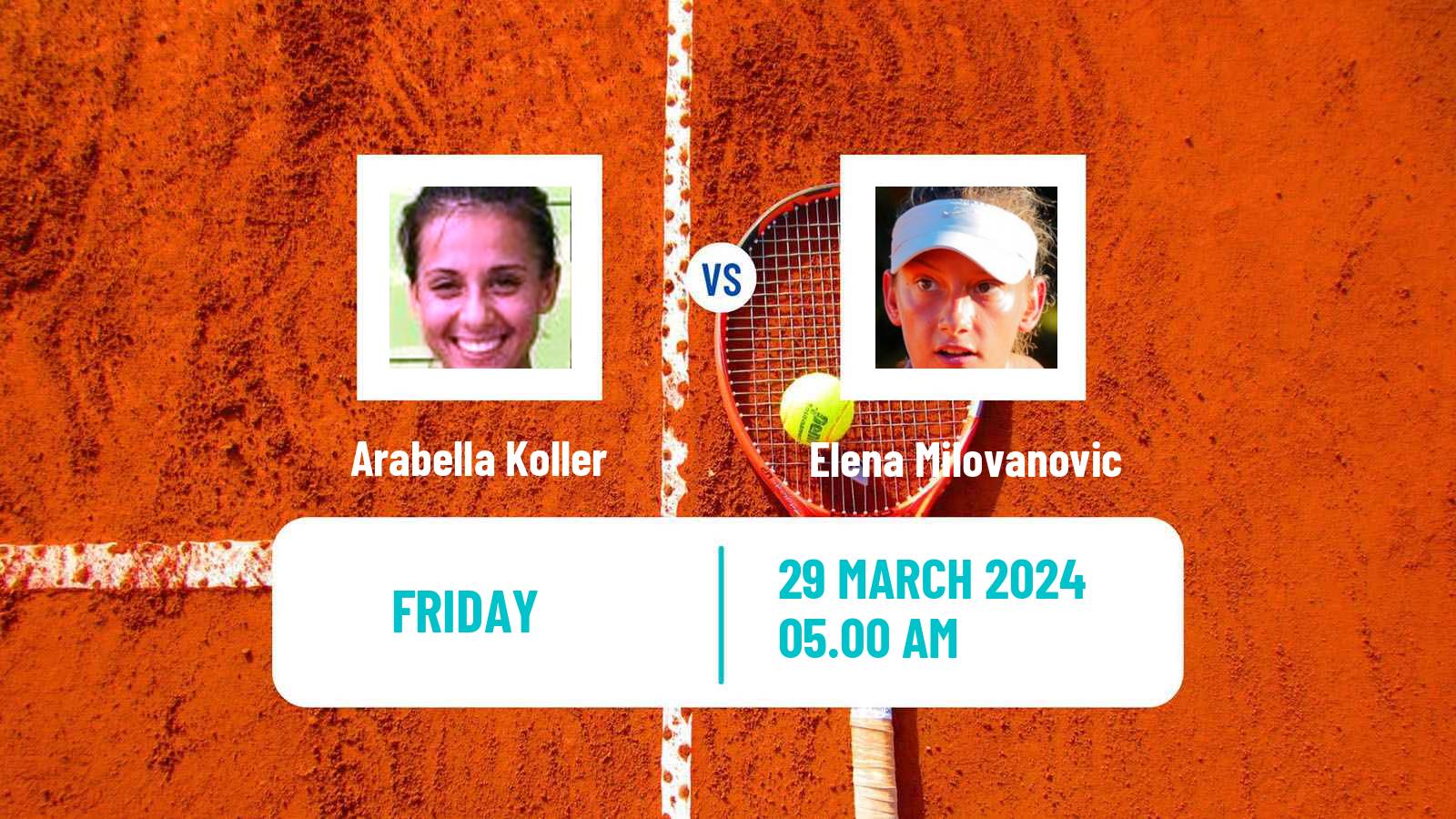 Tennis ITF W15 Monastir 11 Women Arabella Koller - Elena Milovanovic