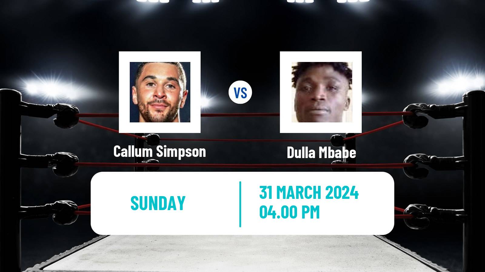 Boxing Super Middleweight Others Matches Men Callum Simpson - Dulla Mbabe