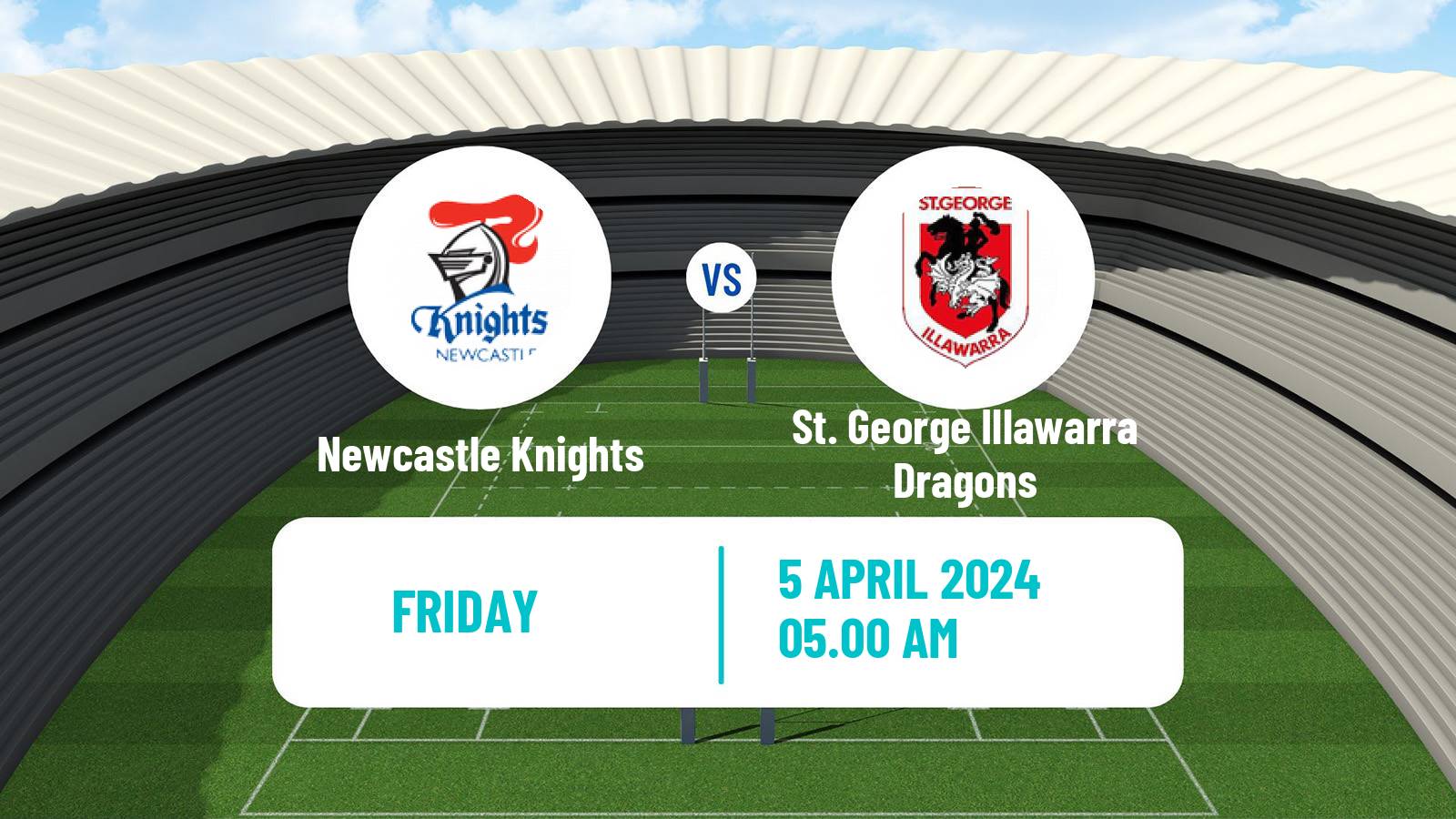 Rugby league Australian NRL Newcastle Knights - St. George Illawarra Dragons
