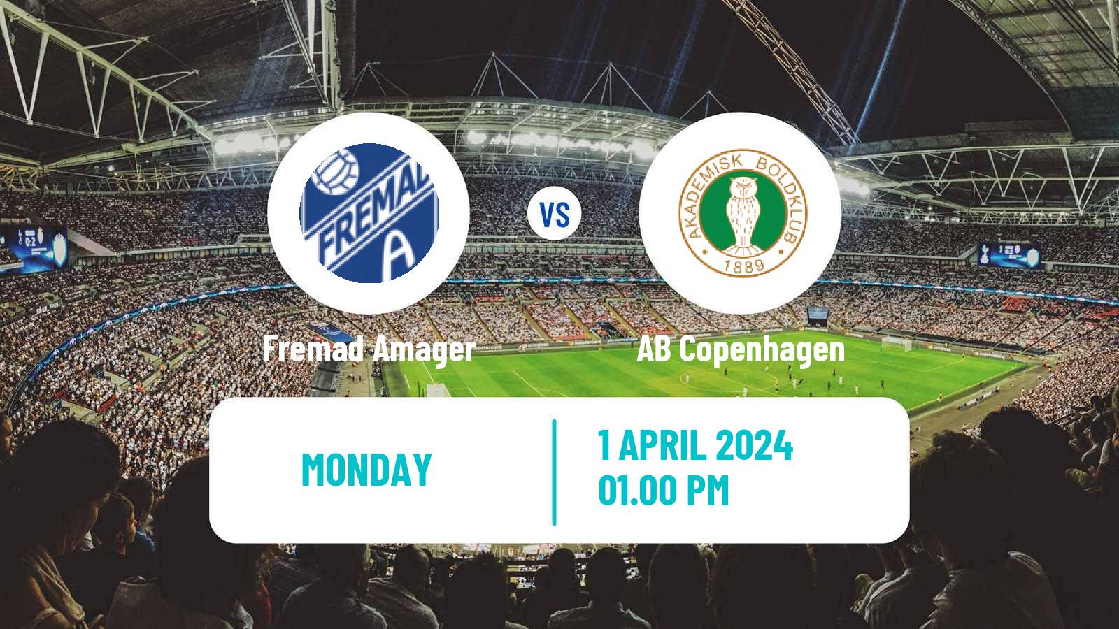 Soccer Danish 2 Division Fremad Amager - AB Copenhagen