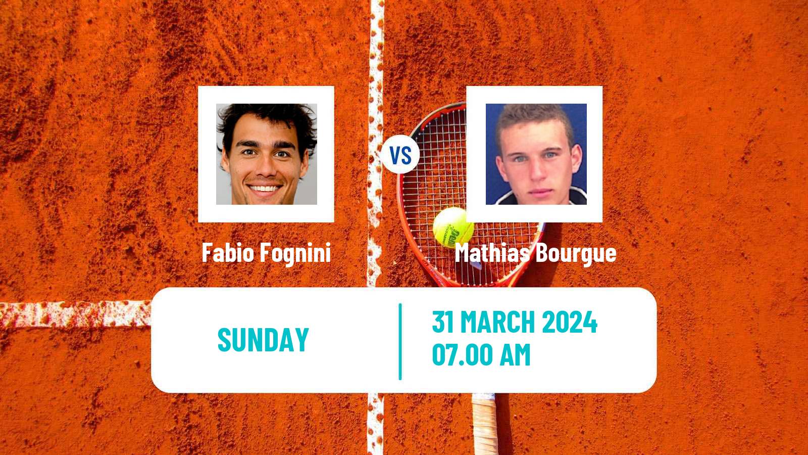 Tennis ATP Marrakech Fabio Fognini - Mathias Bourgue