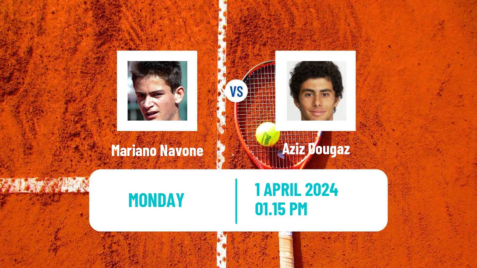 Tennis ATP Marrakech Mariano Navone - Aziz Dougaz