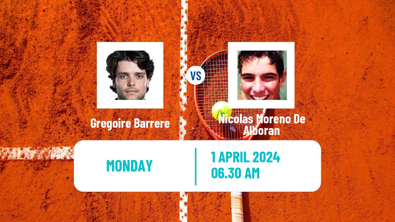 Tennis ATP Marrakech Gregoire Barrere - Nicolas Moreno De Alboran