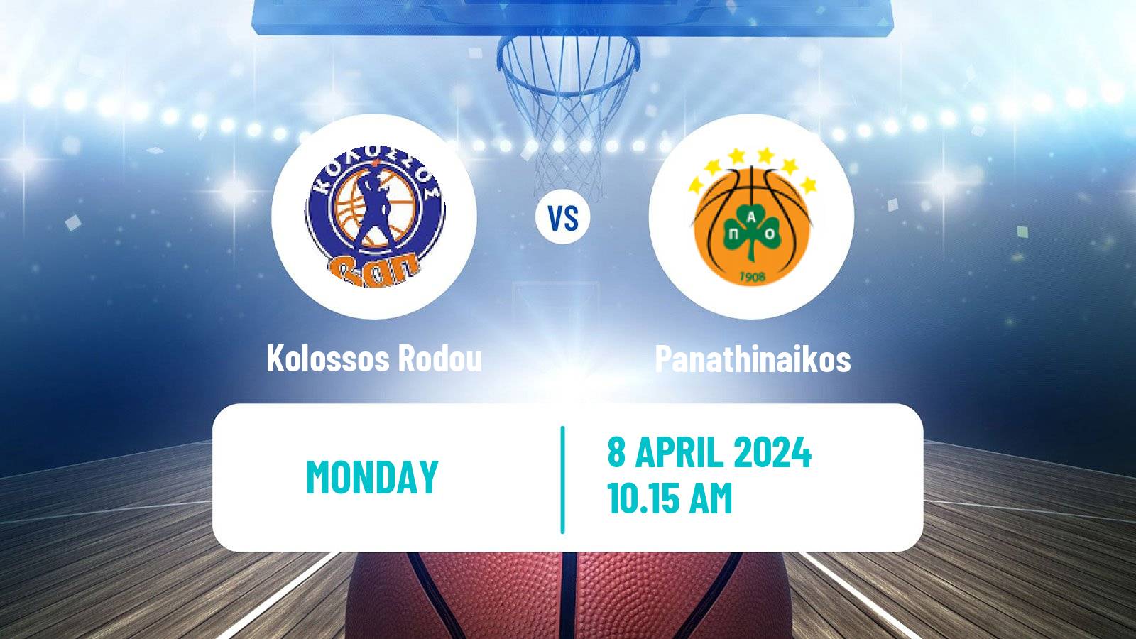 Basketball Greek Basket League A1 Kolossos Rodou - Panathinaikos