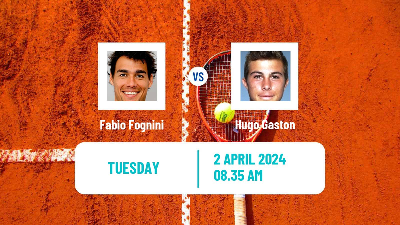 Tennis ATP Marrakech Fabio Fognini - Hugo Gaston