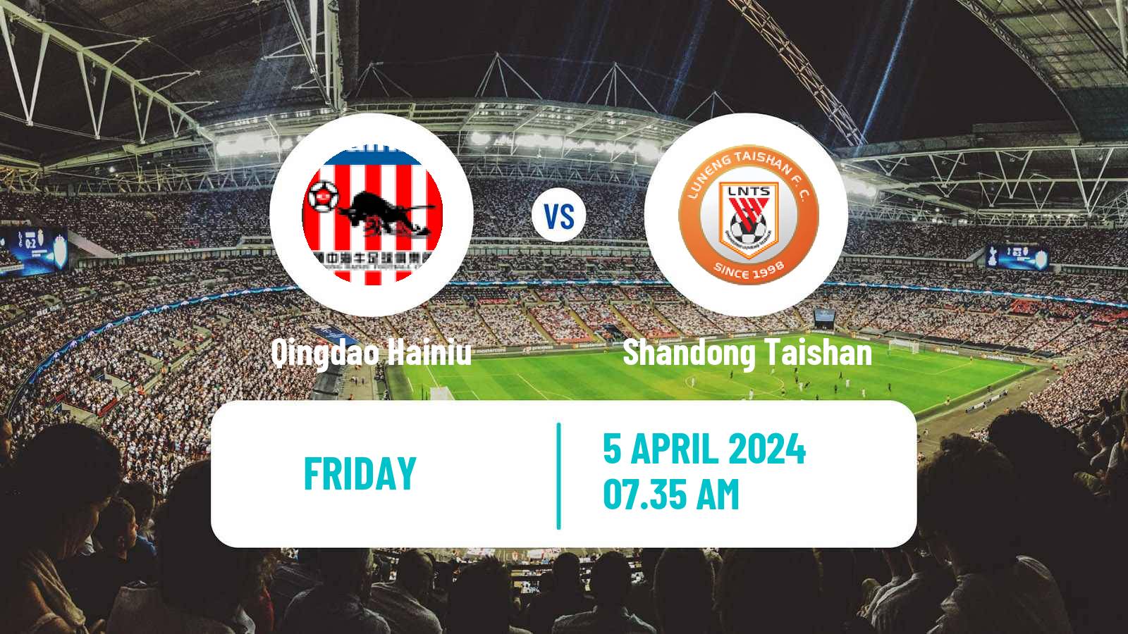 Soccer Chinese Super League Qingdao Hainiu - Shandong Taishan