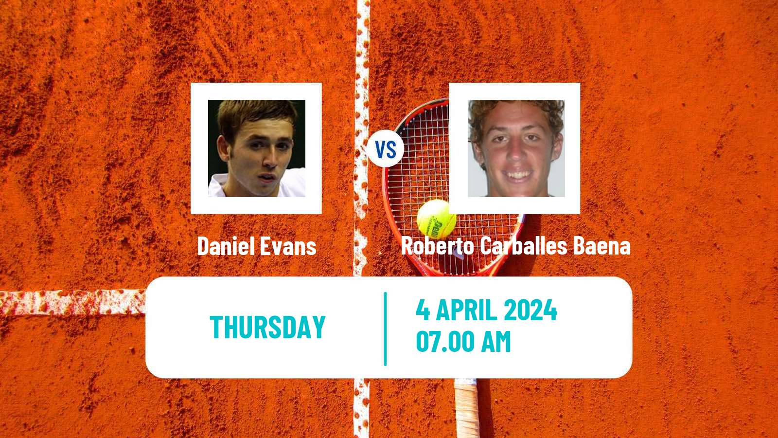 Tennis ATP Marrakech Daniel Evans - Roberto Carballes Baena