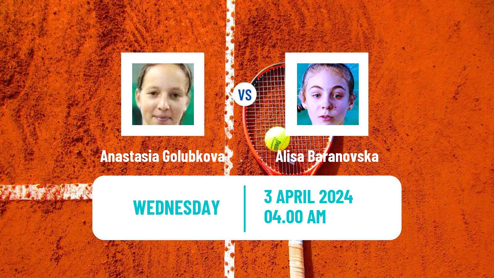 Tennis ITF W15 Antalya 8 Women Anastasia Golubkova - Alisa Baranovska