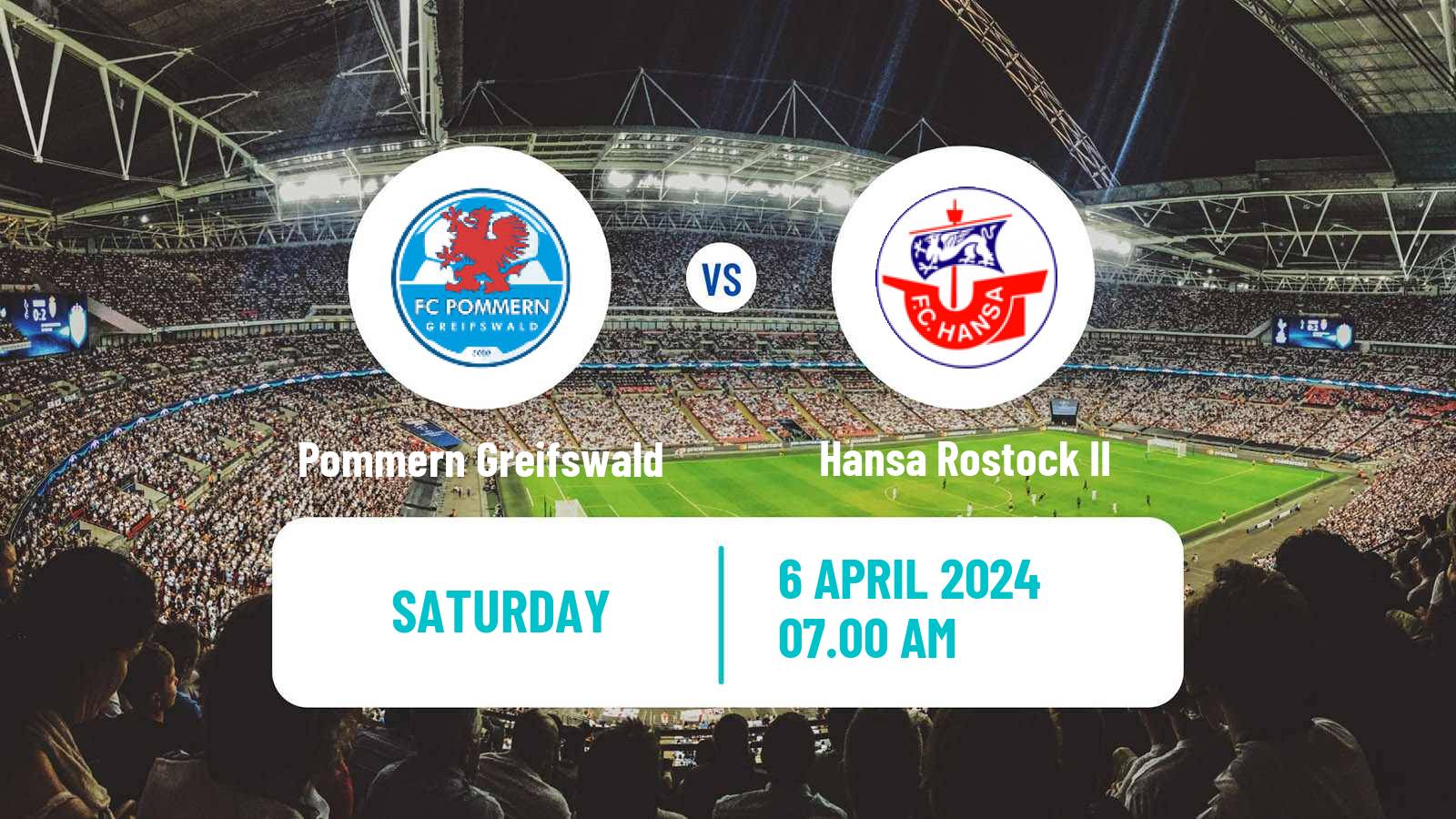 Soccer German Regionalliga Nordost Pommern Greifswald - Hansa Rostock II