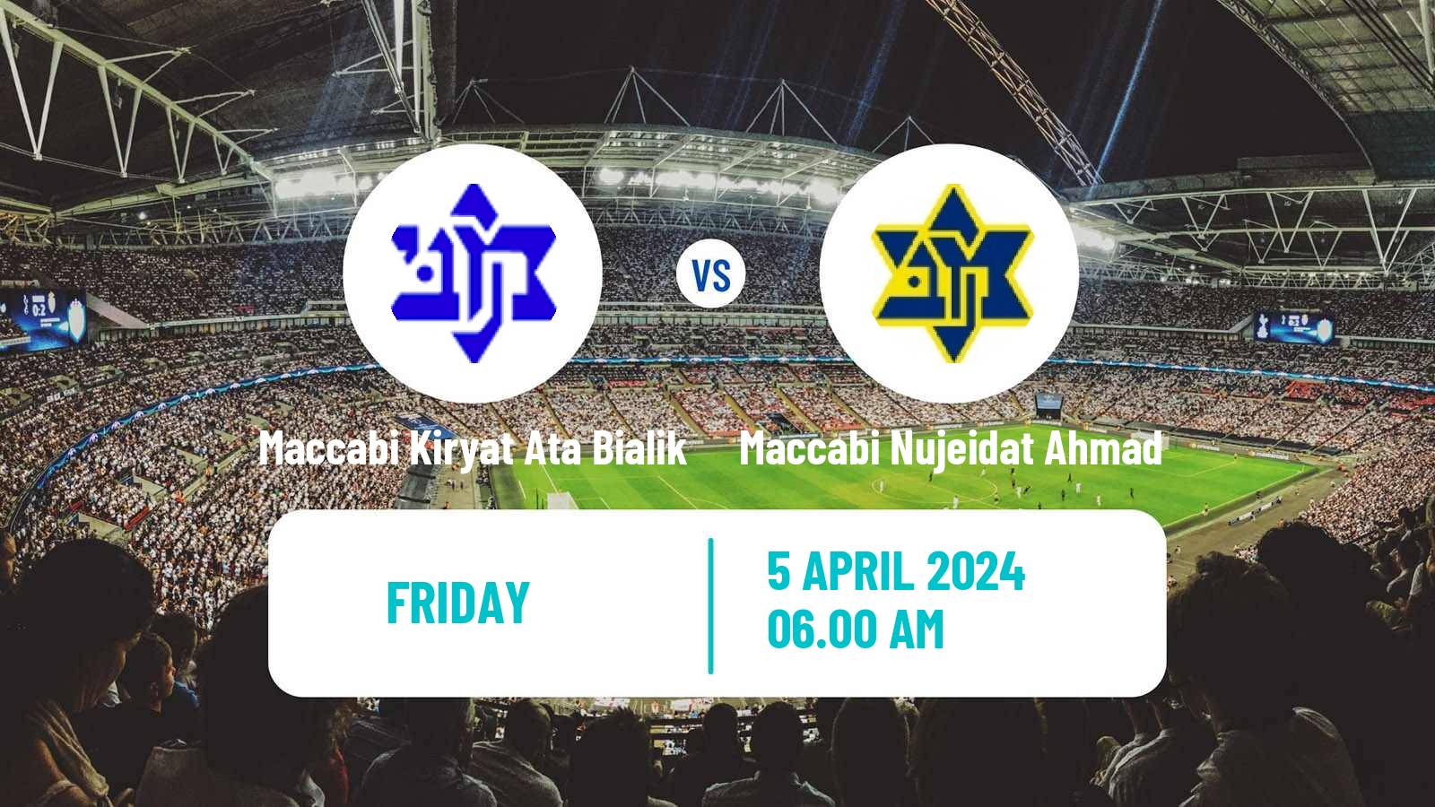 Soccer Israeli Liga Alef North Maccabi Kiryat Ata Bialik - Maccabi Nujeidat Ahmad