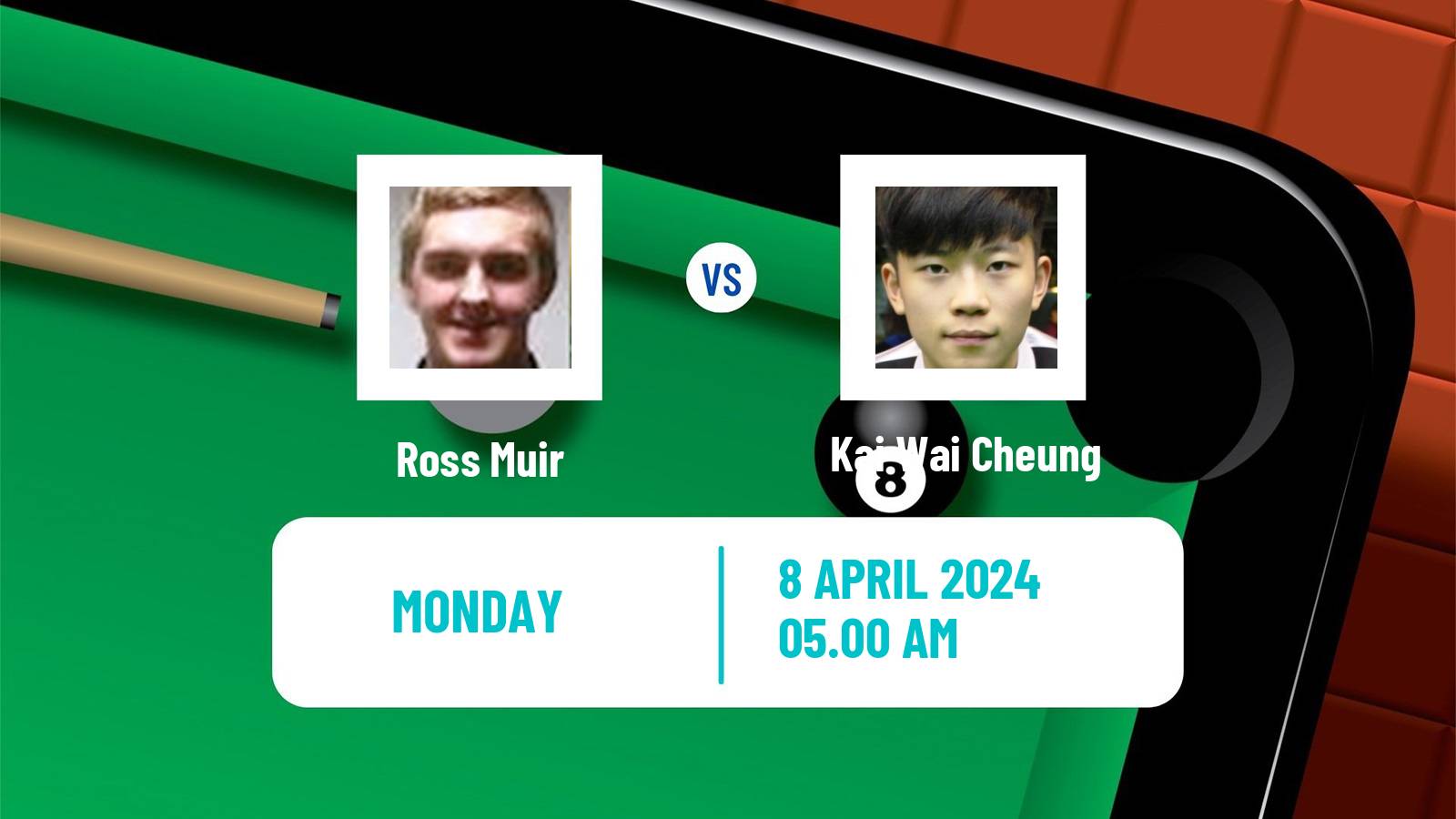 Snooker World Championship Ross Muir - Kai Wai Cheung